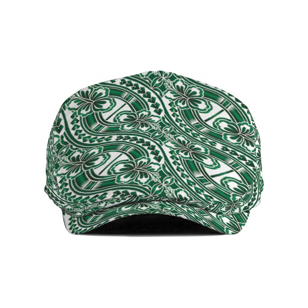 Hibiscus Bloom Island Tribal Waves Jeff Hat Green Polynesian Pattern