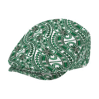 Hibiscus Bloom Island Tribal Waves Jeff Hat Green Polynesian Pattern