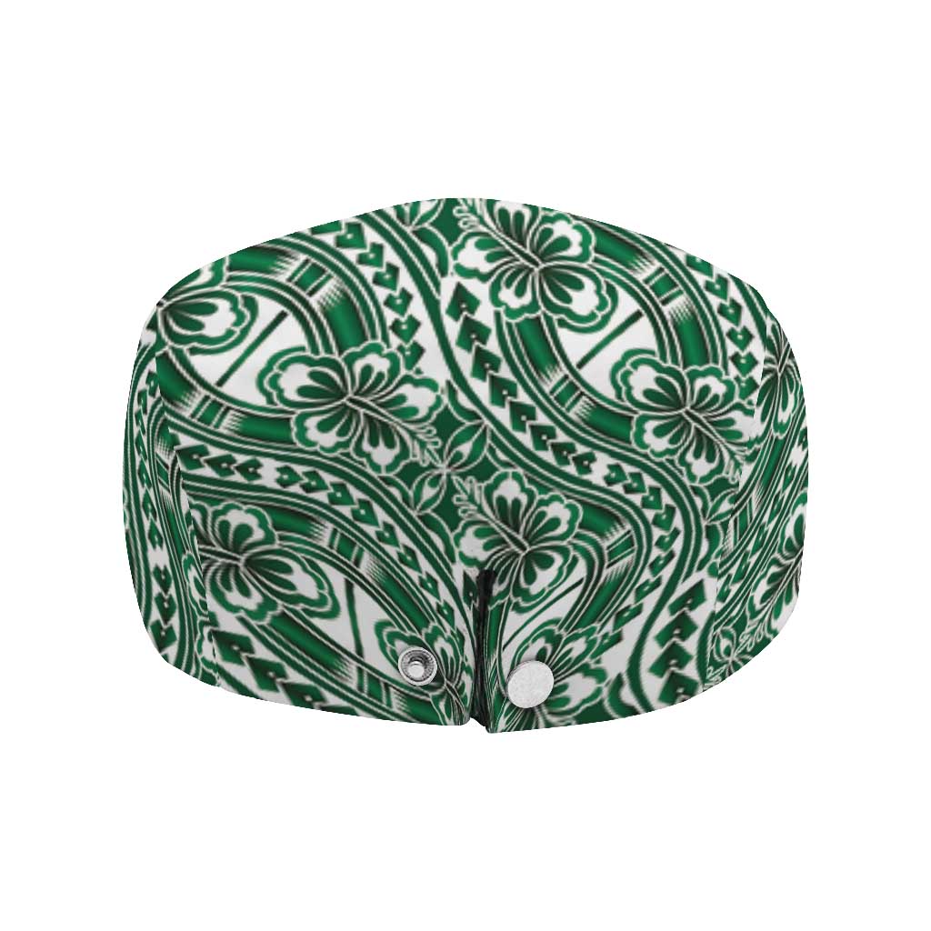 Hibiscus Bloom Island Tribal Waves Jeff Hat Green Polynesian Pattern
