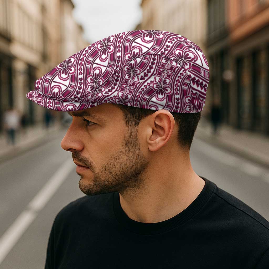 Hibiscus Bloom Island Tribal Waves Jeff Hat Pink Polynesian Pattern LT01 - Polynesian Pride