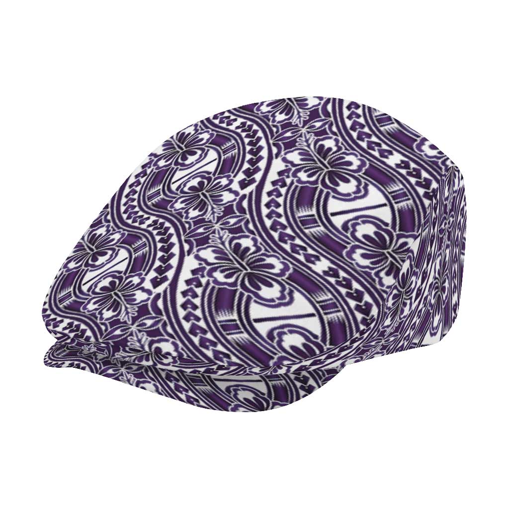 Hibiscus Bloom Island Tribal Waves Jeff Hat Purple Polynesian Pattern