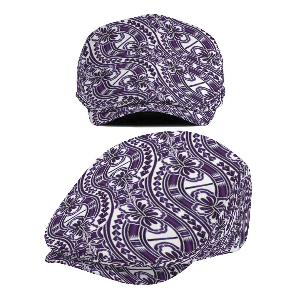 Hibiscus Bloom Island Tribal Waves Jeff Hat Purple Polynesian Pattern