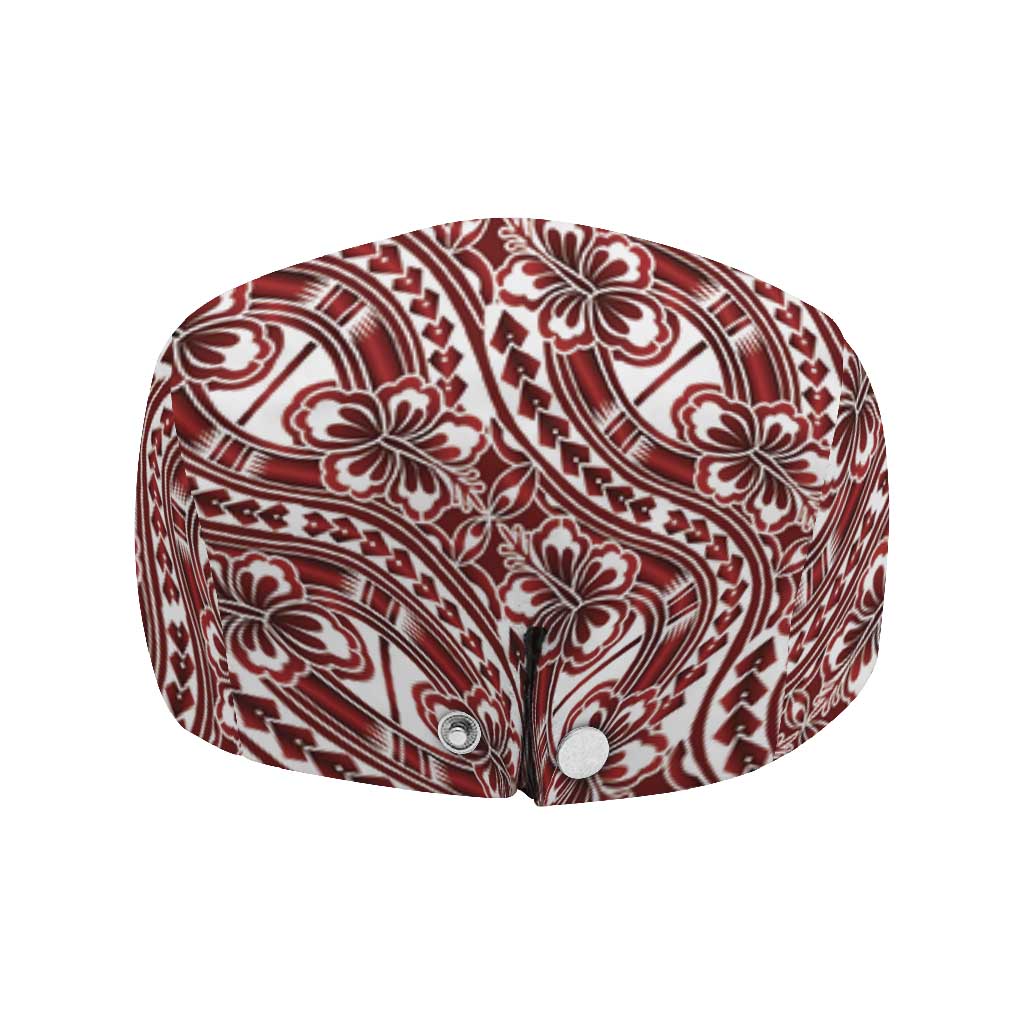 Hibiscus Bloom Island Tribal Waves Jeff Hat Red Polynesian Pattern LT01 - Polynesian Pride