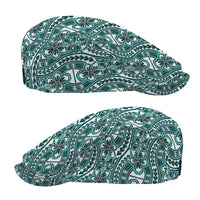 Hibiscus Bloom Island Tribal Waves Jeff Hat Teal Polynesian Pattern LT01 - Polynesian Pride