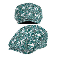 Hibiscus Bloom Island Tribal Waves Jeff Hat Teal Polynesian Pattern LT01 - Polynesian Pride