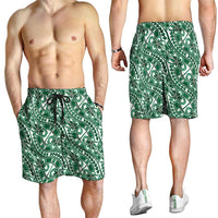 Hibiscus Bloom Island Tribal Waves Shorts for Men Green Polynesian Pattern LT01 - Polynesian Pride
