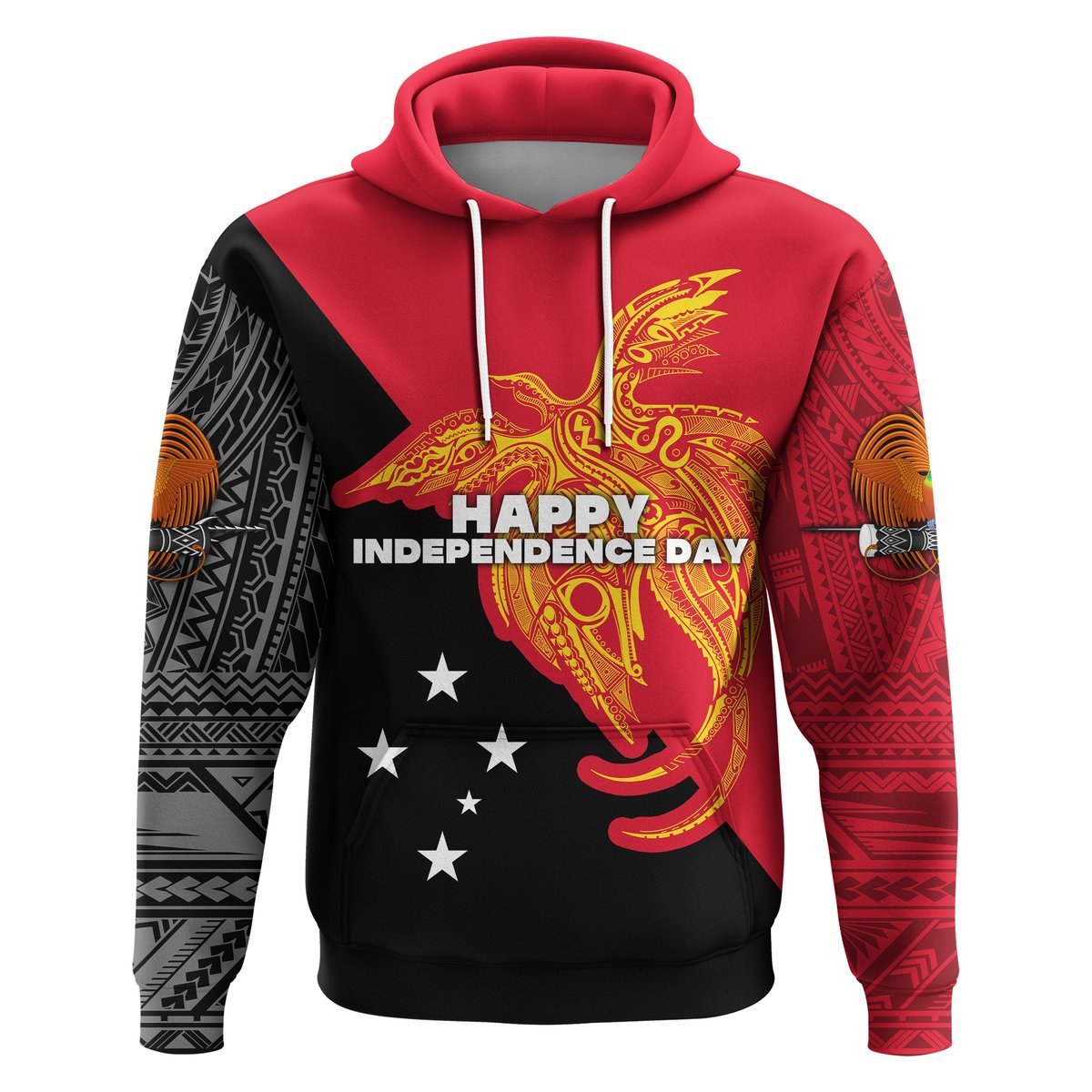 Papua New Guinea Hoodie Independence Day Flag Style LT16 Unisex Black - Polynesian Pride