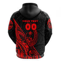 Custom Guam Rugby Zip Hoodie Polynesian Patterns Style Red LT16 - Polynesian Pride