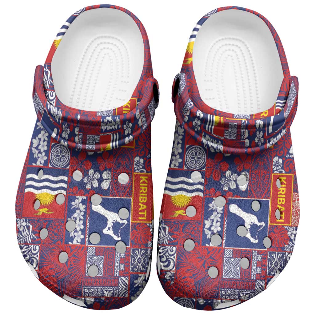 Kiribati Tekeraoi n te Kiritimati Clogs Shoes Pacific Patchwork Xmas Vibes LT9 Red - Polynesian Pride