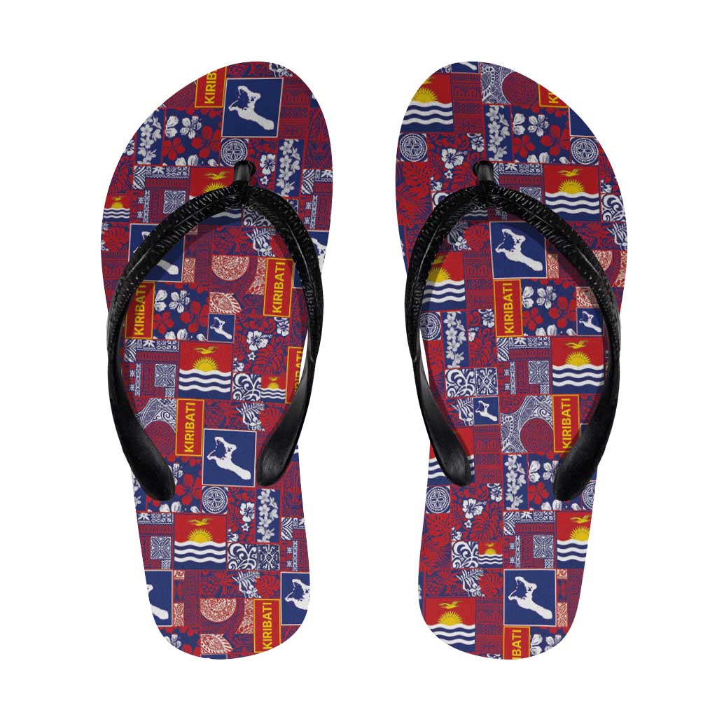 Kiribati Tekeraoi n te Kiritimati Flip Flops Pacific Patchwork Xmas Vibes LT9 Red - Polynesian Pride