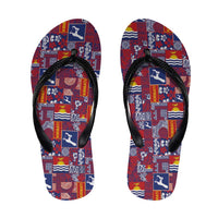 Kiribati Tekeraoi n te Kiritimati Flip Flops Pacific Patchwork Xmas Vibes LT9 Red - Polynesian Pride