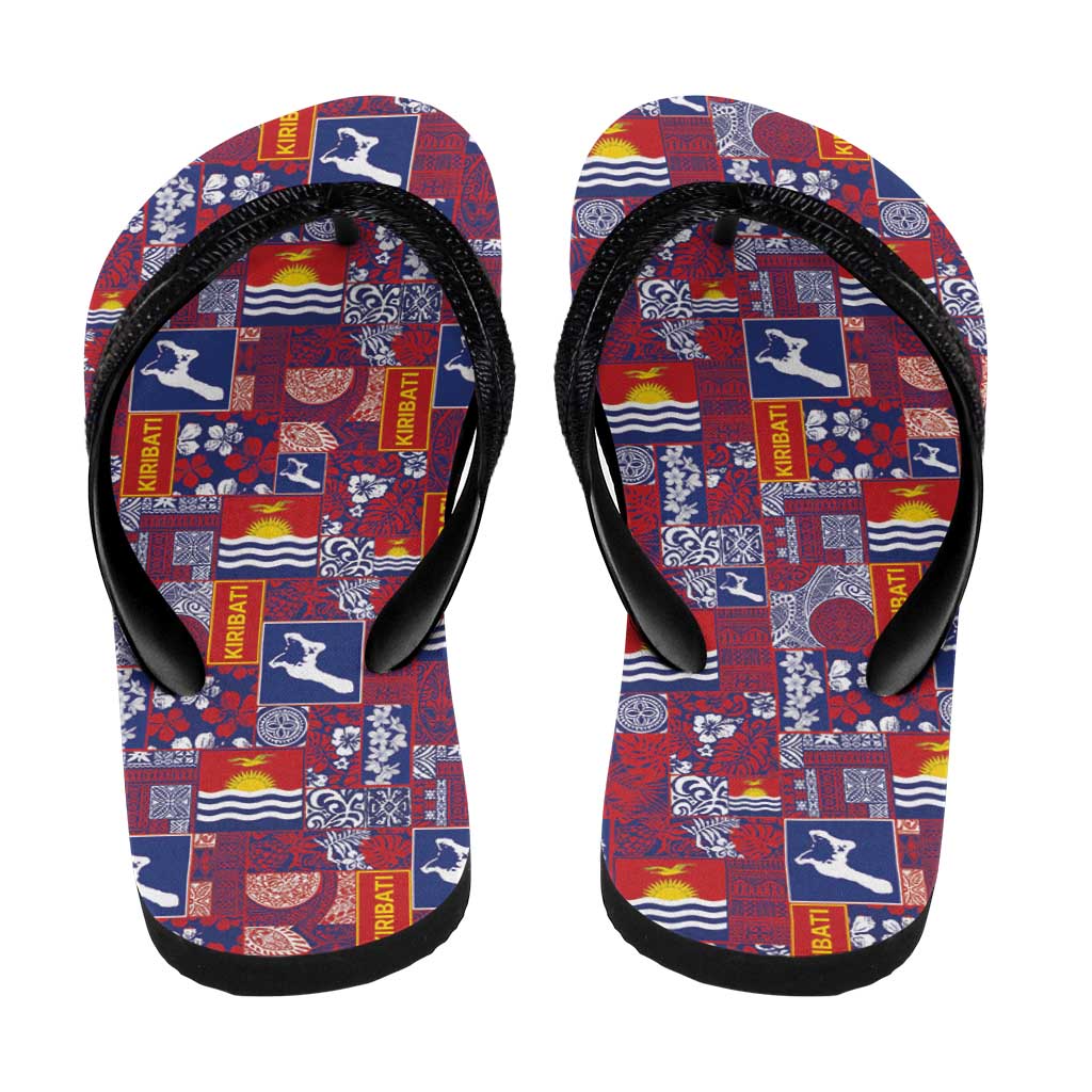 Kiribati Tekeraoi n te Kiritimati Flip Flops Pacific Patchwork Xmas Vibes LT9 - Polynesian Pride