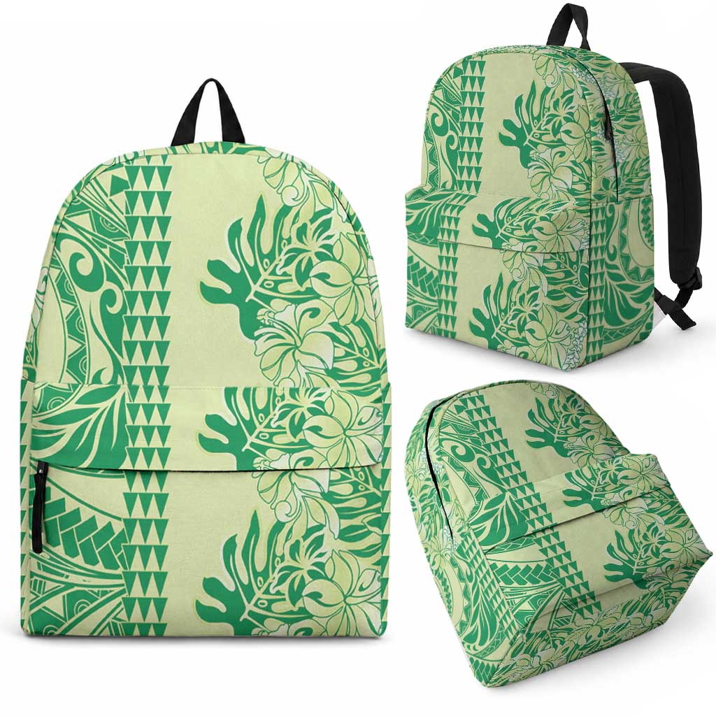Lime Green Hibiscus Monstera Seamless Kakau Hawaii Backpack