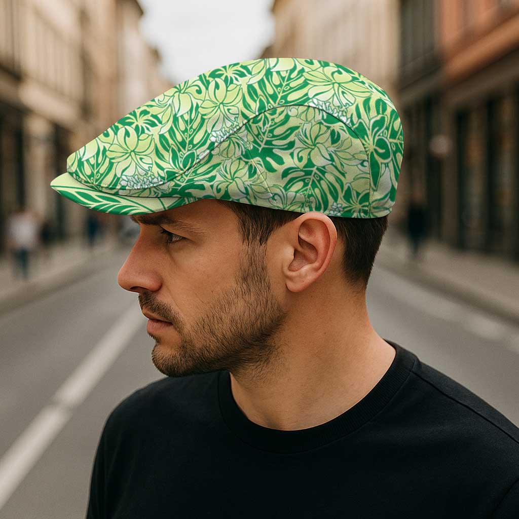 Lime Green Hibiscus Monstera Seamless Kakau Hawaii Jeff Hat