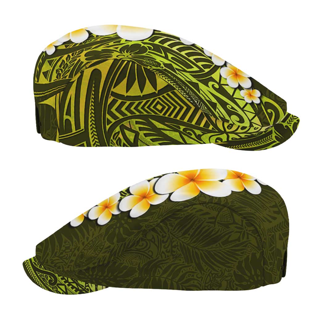Lime Green Polynesia Jeff Hat Plumeria Tropical Leaves Galaxy Polynesian Art LT14 - Polynesian Pride