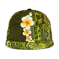 Lime Green Polynesia Snapback Cap Plumeria Tropical Leaves With Galaxy Polynesian Art LT14 One Size Lime Green - Polynesian Pride