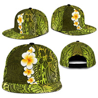 Lime Green Polynesia Snapback Cap Plumeria Tropical Leaves With Galaxy Polynesian Art LT14 - Polynesian Pride