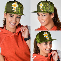 Lime Green Polynesia Snapback Cap Plumeria Tropical Leaves With Galaxy Polynesian Art LT14 - Polynesian Pride
