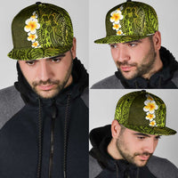 Lime Green Polynesia Snapback Cap Plumeria Tropical Leaves With Galaxy Polynesian Art LT14 - Polynesian Pride