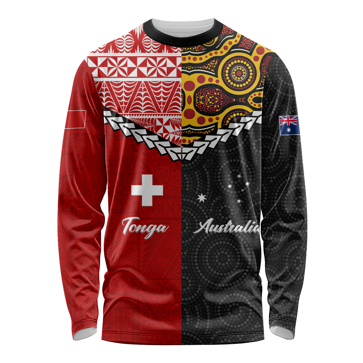 Tonga Combine Australia Aboriginal Heritage Long Sleeve Shirt - LT12 Unisex Red - Polynesian Pride