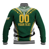 Custom Rugby League Cook Islands Baseball Jacket Tribal Pattern Green Version
