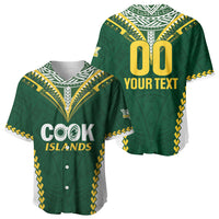 Custom Rugby League Cook Islands Baseball Jersey Tribal Pattern Green Version