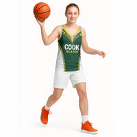 Custom Rugby League Cook Islands Basketball Jersey Tribal Pattern Green Version LT01 - Polynesian Pride