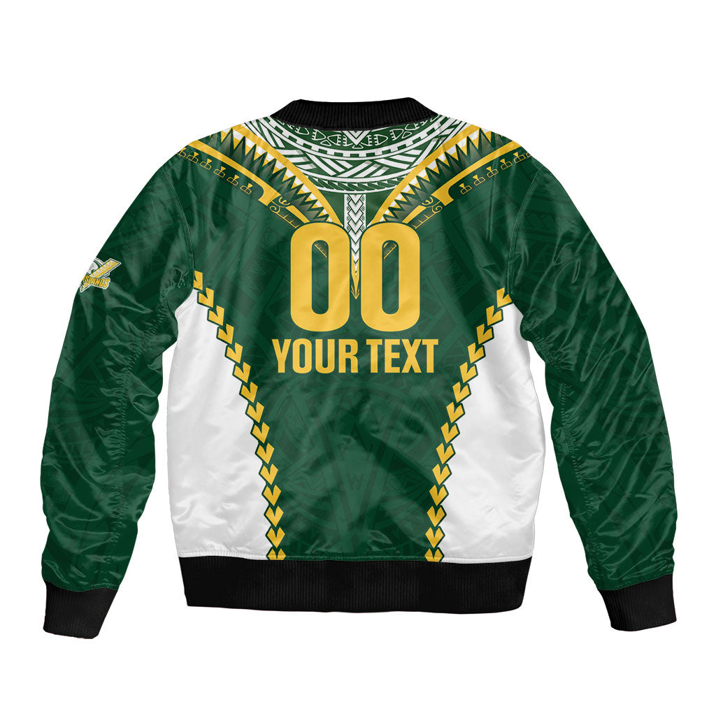 Custom Rugby League Cook Islands Bomber Jacket Tribal Pattern Green Version
