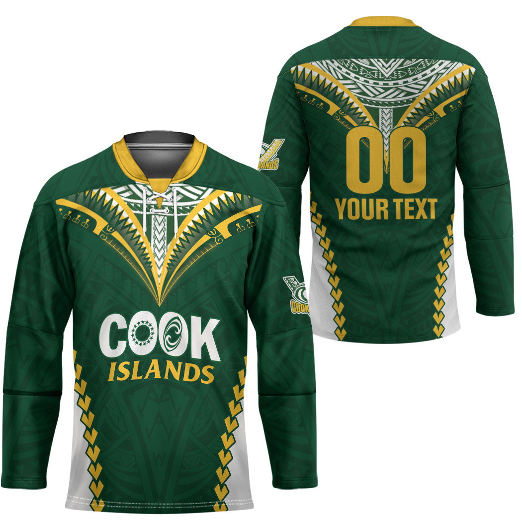 Custom Rugby League Cook Islands Hockey Jersey Tribal Pattern Green Version LT01 - Polynesian Pride