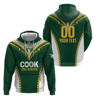 Custom Rugby League Cook Islands Hoodie Tribal Pattern Green Version LT01 - Polynesian Pride