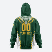 Custom Rugby League Cook Islands Hoodie Tribal Pattern Green Version LT01 - Polynesian Pride