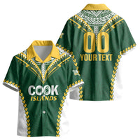 Custom Rugby League Cook Islands Kid Hawaiian Shirt Tribal Pattern Green Version LT01 - Polynesian Pride