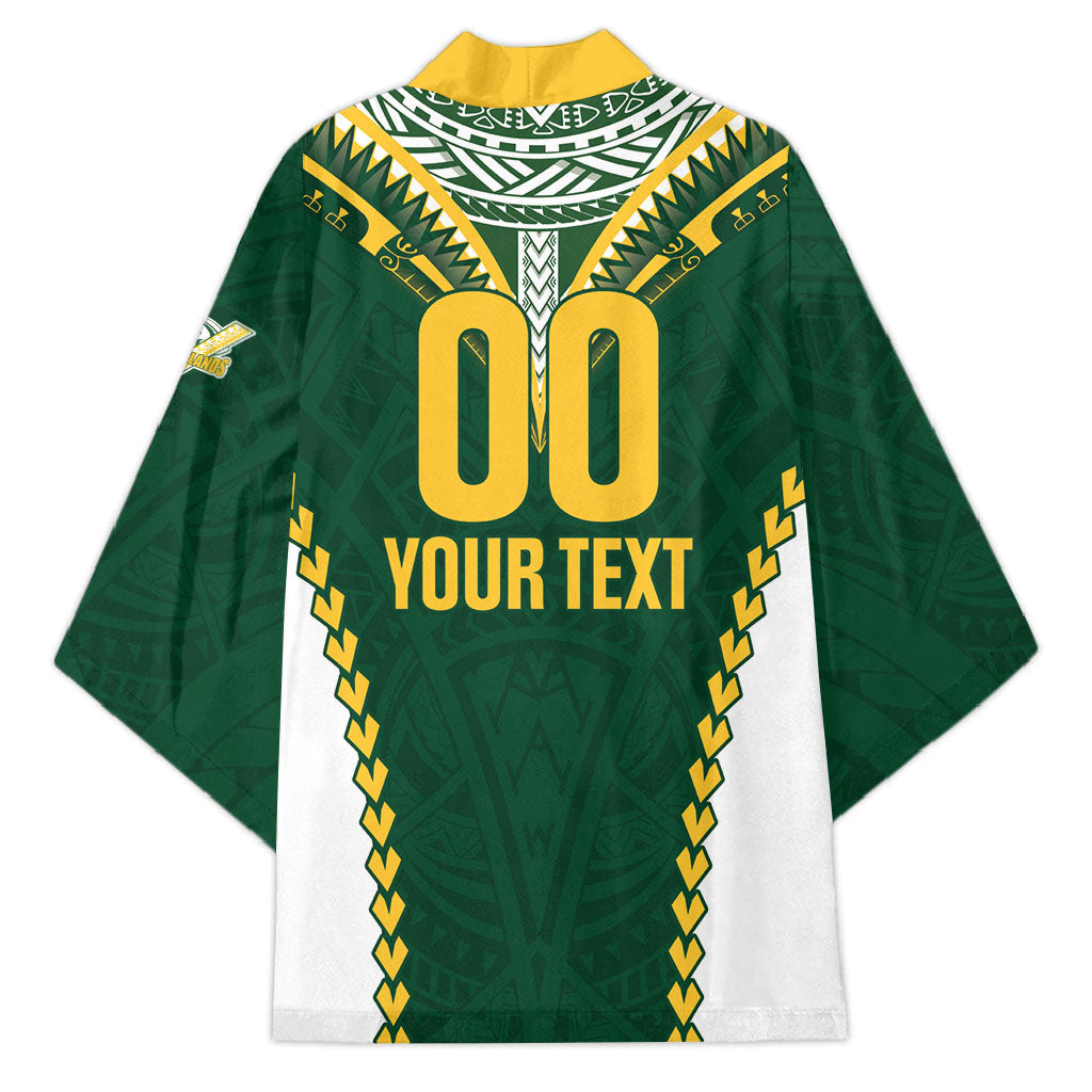 Custom Rugby League Cook Islands Kimono Tribal Pattern Green Version