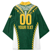 Custom Rugby League Cook Islands Kimono Tribal Pattern Green Version
