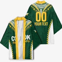 Custom Rugby League Cook Islands Kimono Tribal Pattern Green Version
