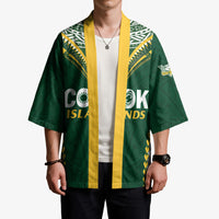 Custom Rugby League Cook Islands Kimono Tribal Pattern Green Version