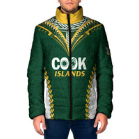 Custom Rugby League Cook Islands Padded Jacket Tribal Pattern Green Version