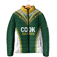 Custom Rugby League Cook Islands Padded Jacket Tribal Pattern Green Version
