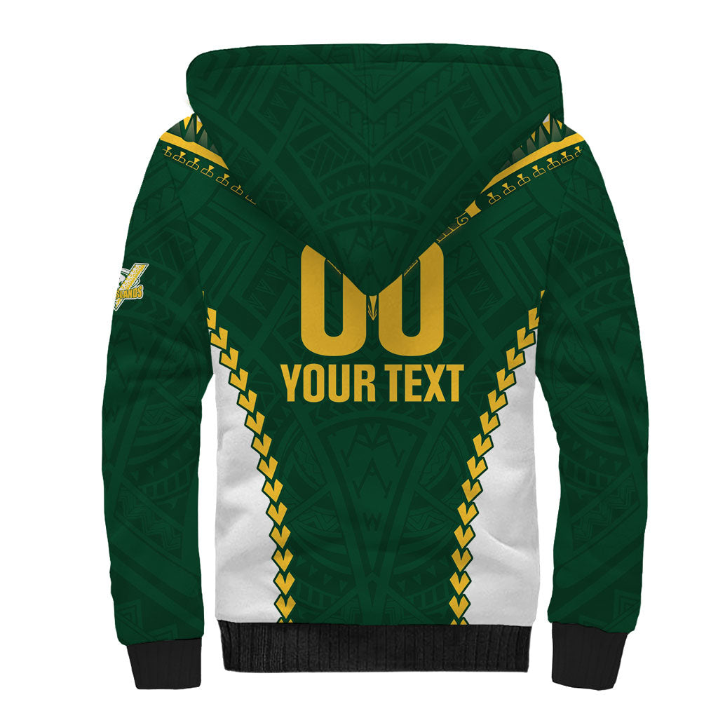 Custom Rugby League Cook Islands Sherpa Hoodie Tribal Pattern Green Version