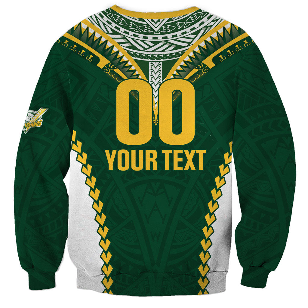 Custom Rugby League Cook Islands Sweatshirt Tribal Pattern Green Version
