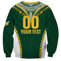 Custom Rugby League Cook Islands Sweatshirt Tribal Pattern Green Version