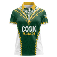 Custom Rugby League Cook Islands Women Polo Shirt Tribal Pattern Green Version