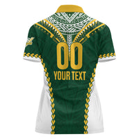 Custom Rugby League Cook Islands Women Polo Shirt Tribal Pattern Green Version