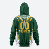 Custom Rugby League Cook Islands Zip Hoodie Tribal Pattern Green Version