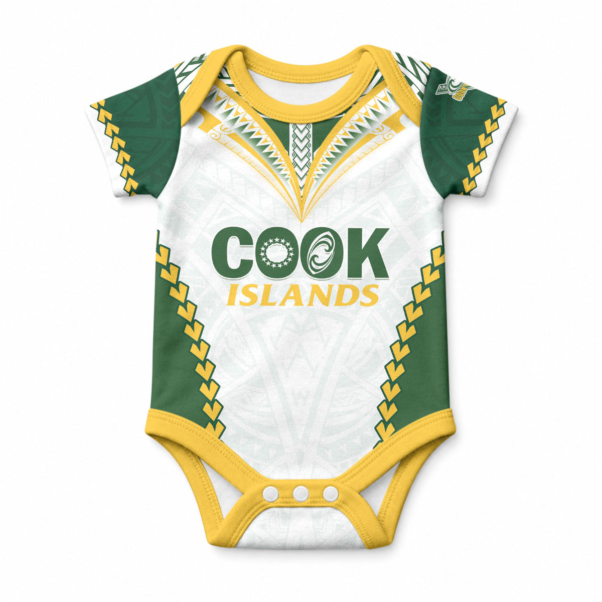 Custom Rugby League Cook Islands Baby Onesie Tribal Pattern White Version