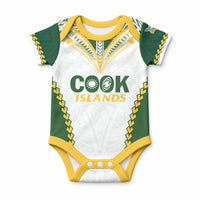 Custom Rugby League Cook Islands Baby Onesie Tribal Pattern White Version