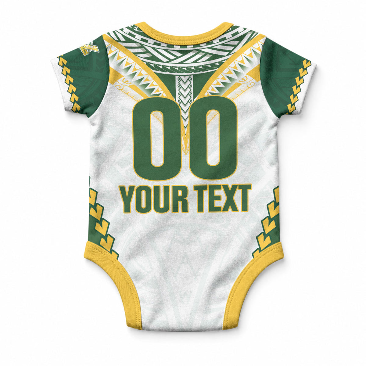 Custom Rugby League Cook Islands Baby Onesie Tribal Pattern White Version