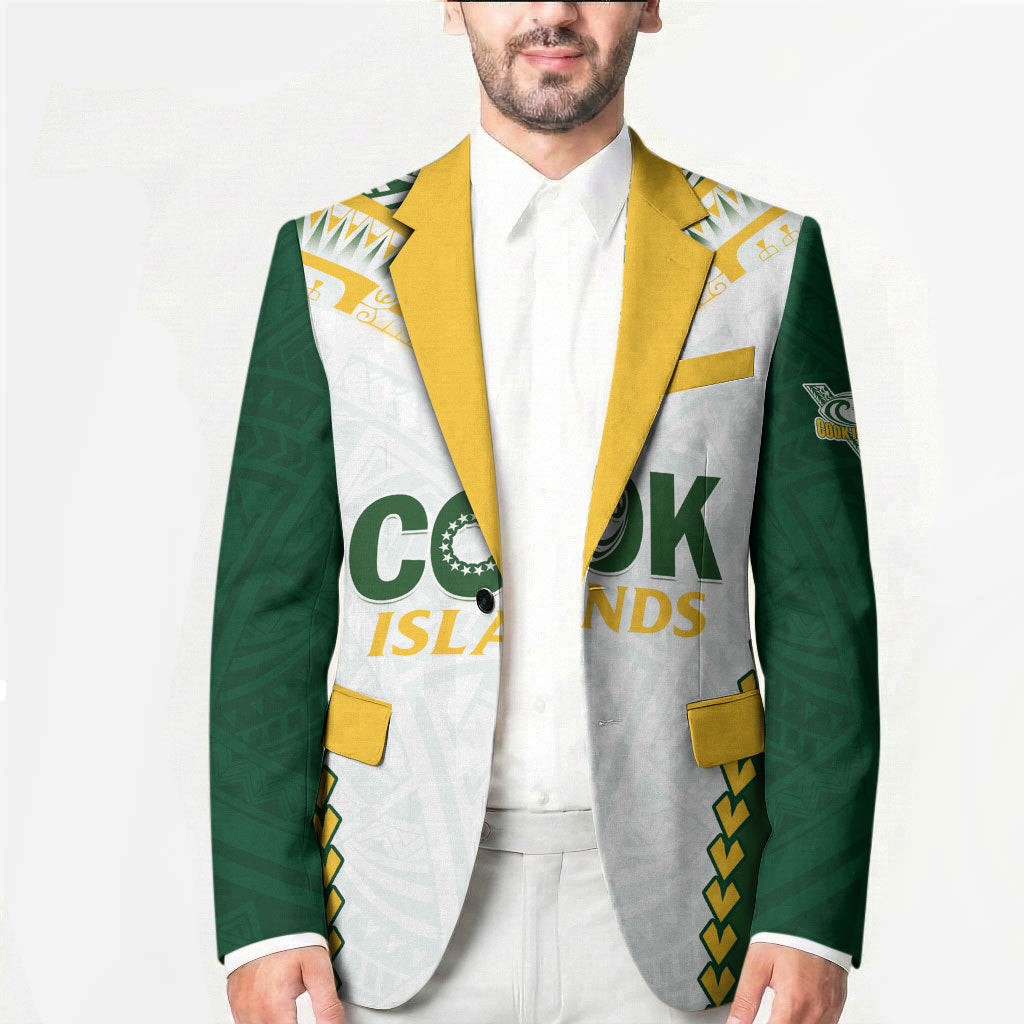 Custom Rugby League Cook Islands Blazer Tribal Pattern White Version
