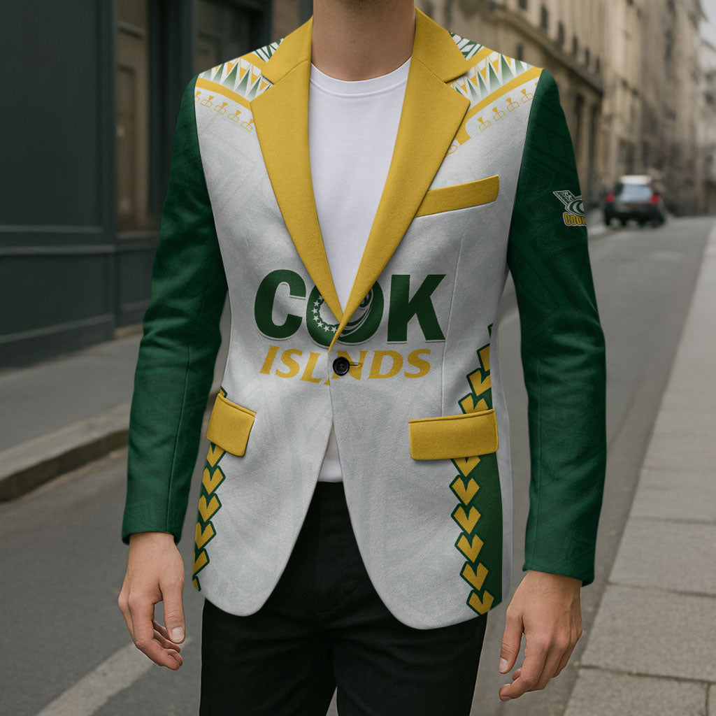 Custom Rugby League Cook Islands Blazer Tribal Pattern White Version