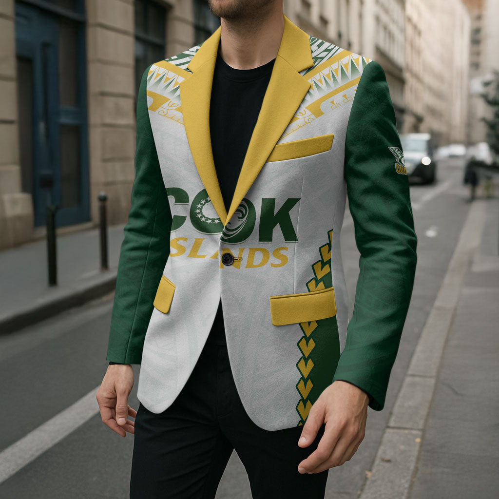 Custom Rugby League Cook Islands Blazer Tribal Pattern White Version